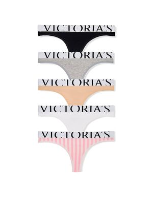 5-Pack Exploded Logo Cotton Thong Panties