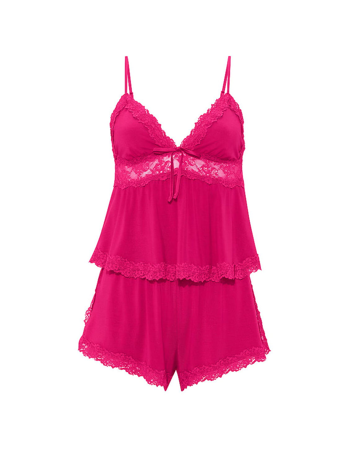 vs Victoria's Secret SoSoft&trade; Modal Lace-Trim Cami & Shorts Set Pop Pink 3 of 3 