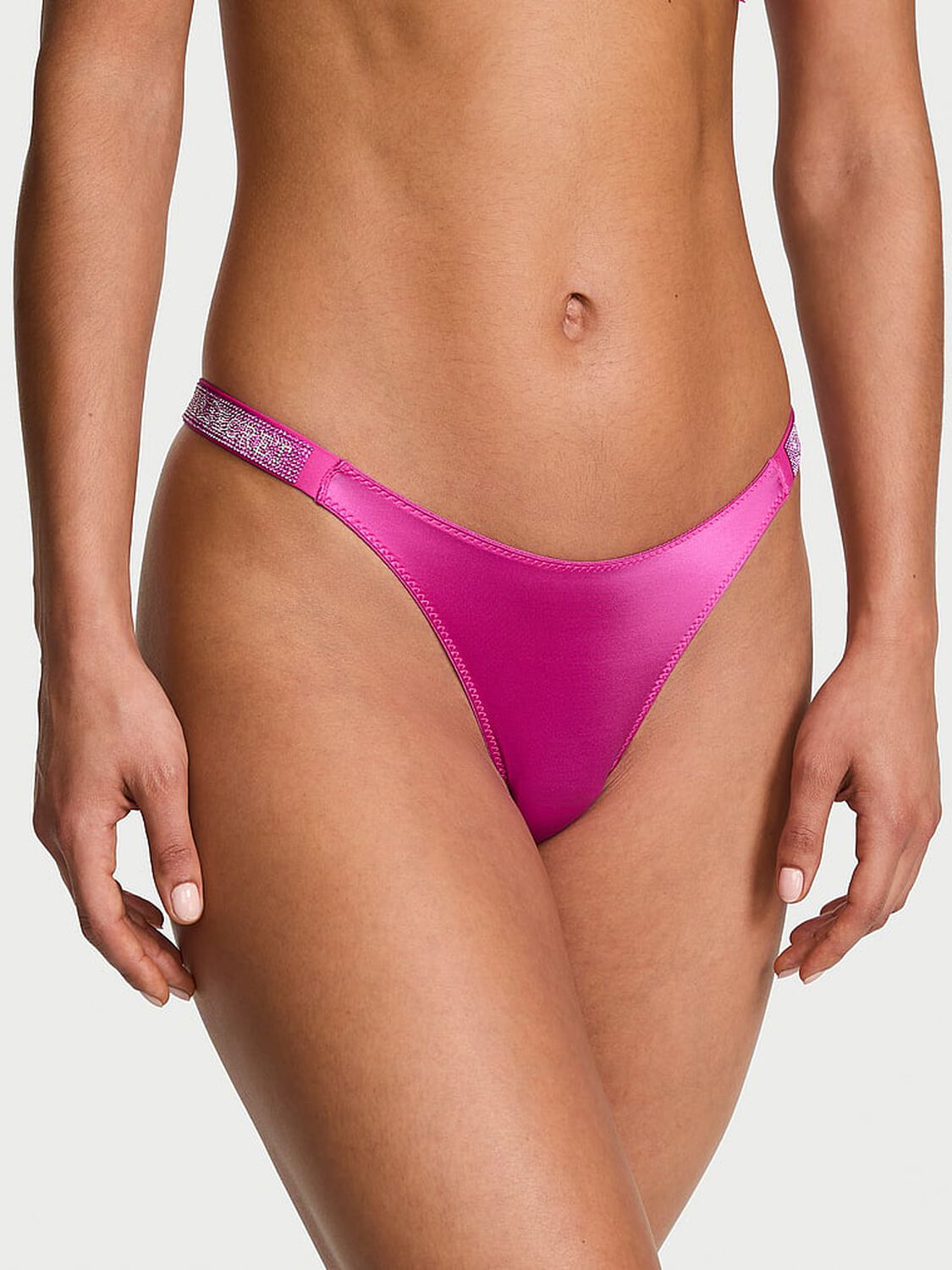 vs Very Sexy Shine Strap Thong Panty Pink Fire 1 of 3 