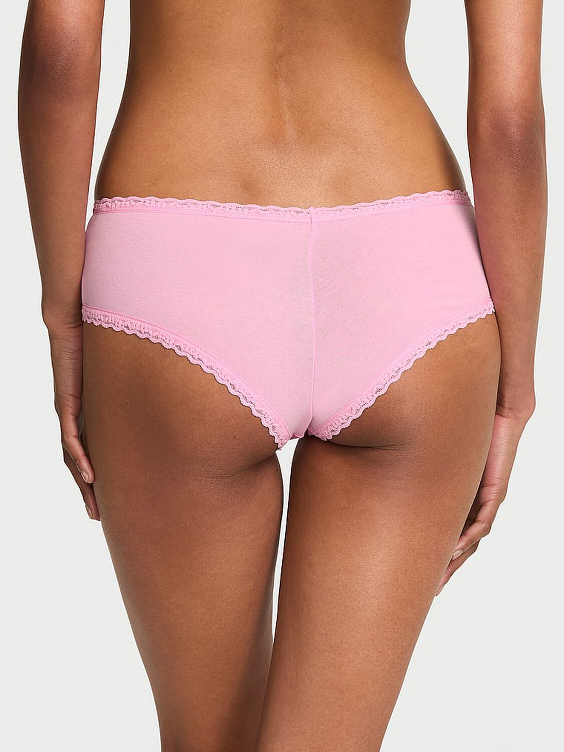 vs Lace Trim Cotton Lace-Waist Cheeky Panty Cupid Pink Strawberry 2 of 3 