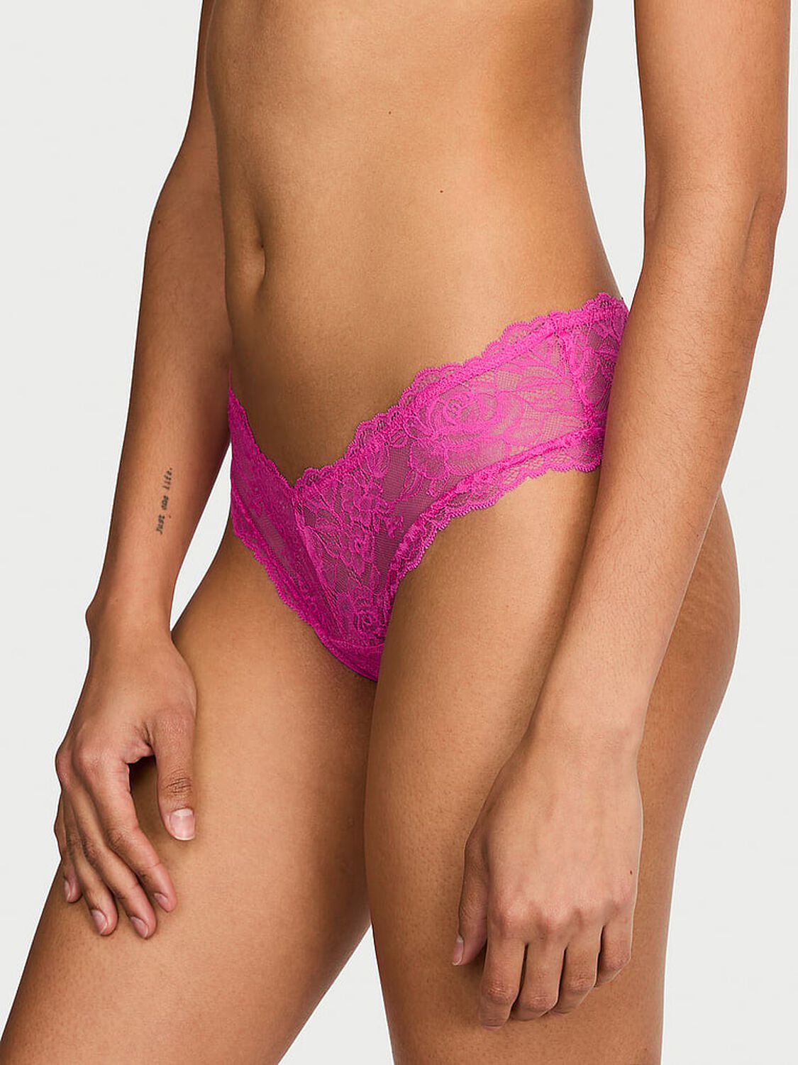 vs Very Sexy Rose Lace High-Leg Cheeky Panty Pink Fire 1 of 3 