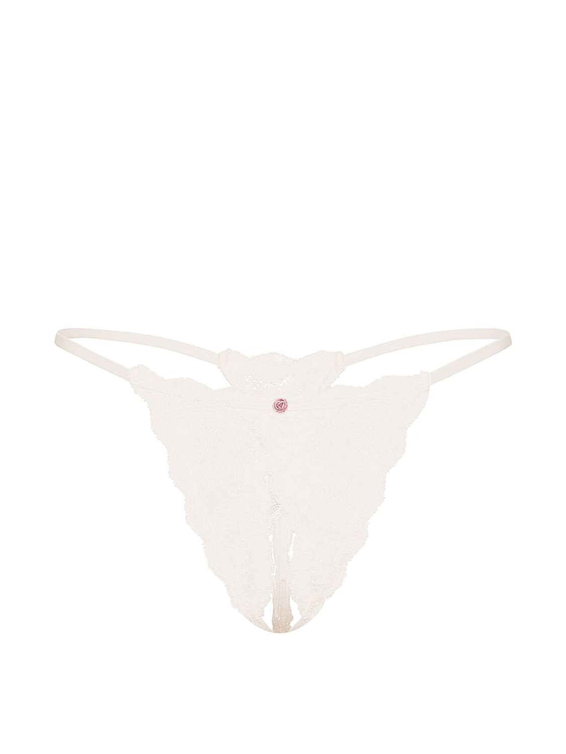 vs Dream Angels Lace Crotchless String Thong Panty Coconut White 3 of 3 