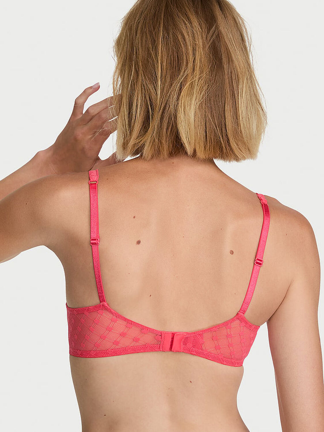 vs The Lacie Dot Geo Lace Unlined Balconette Bra Wild Watermelon 2 of 3 
