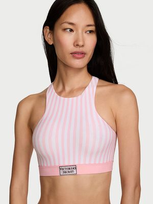 Cotton Shine Patch Unlined High-Neck Bralette