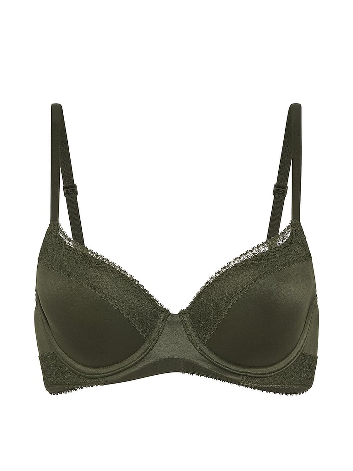 vs Body By Victoria Lace-Trim Lightly Lined Demi Bra Olive 3 of 3 