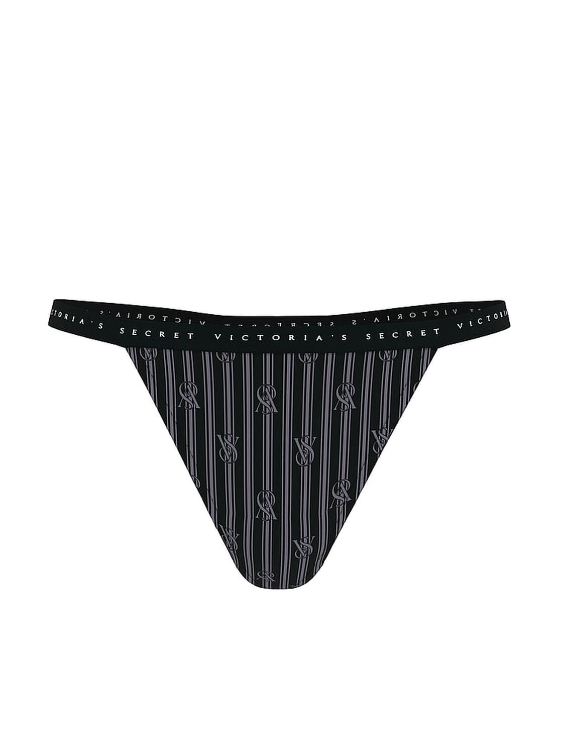 vs Victoria's Secret Stretch Cotton V-String Panty Black Stripe 3 of 6 
