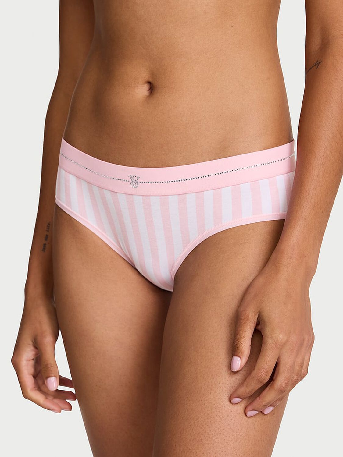 vs Cotton Shine Logo Cotton Hiphugger Panty Iconic Stripe 1 of 4 