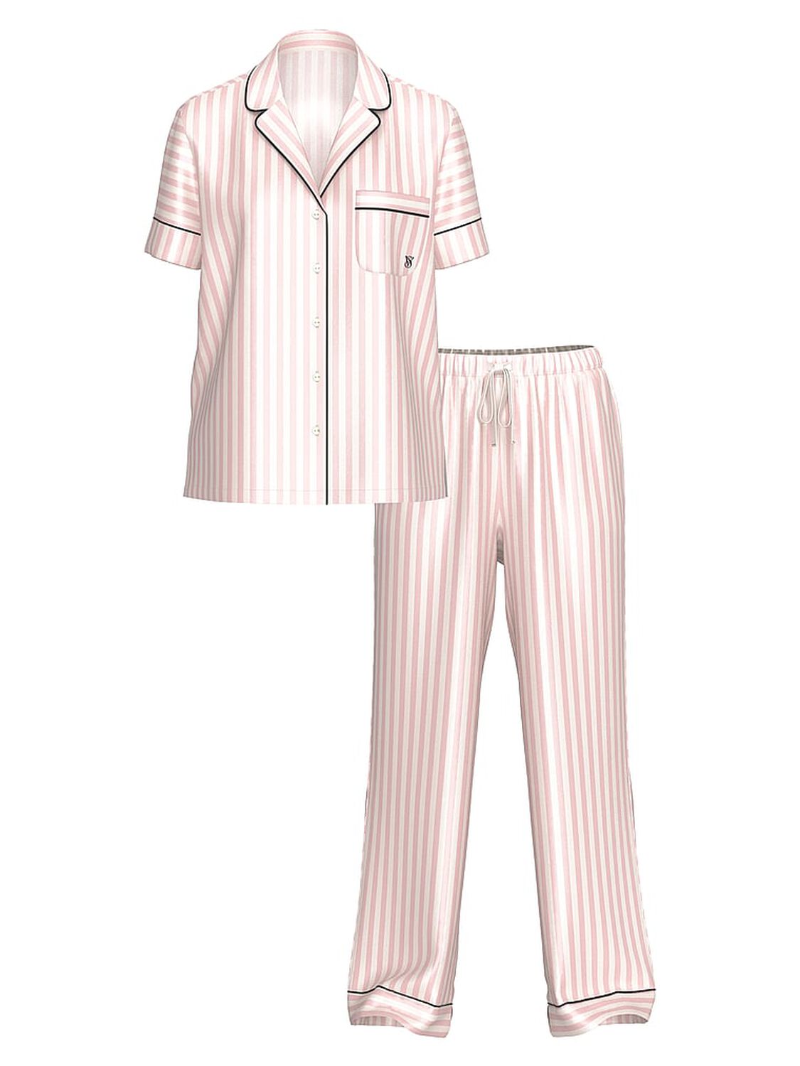 vs Victoria's Secret Glazed Satin Short-Sleeve Long Pajama Set 3 of 3 