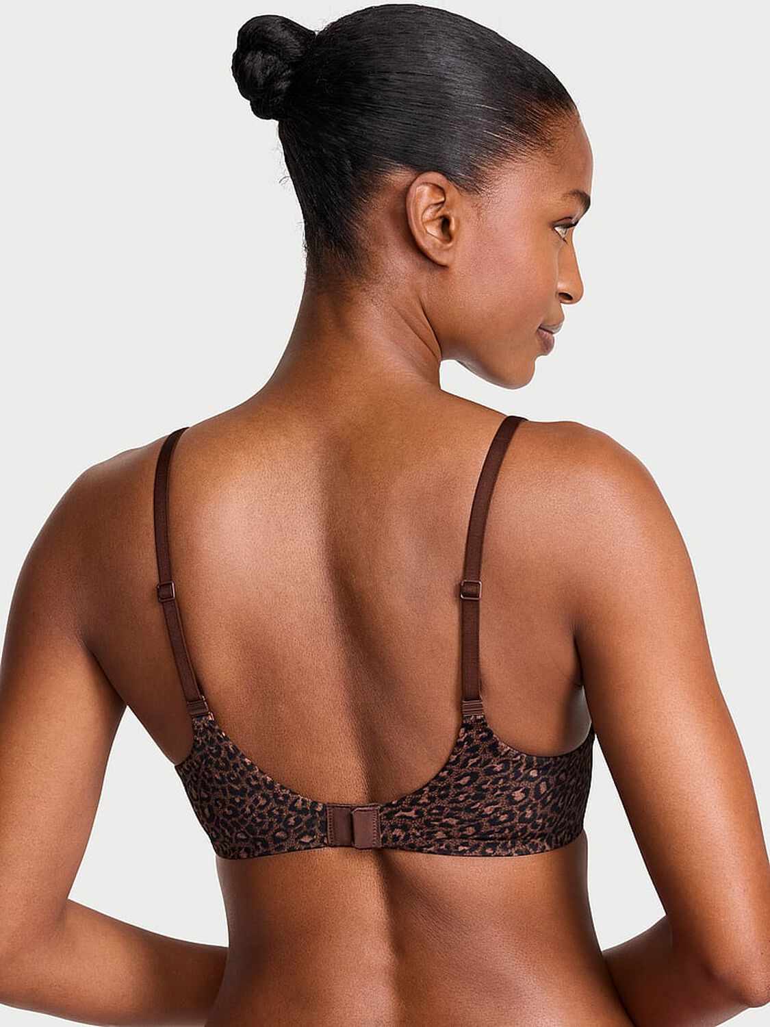 vs Body By Victoria FlexFactor Lightly Lined Plunge Demi Bra Ganache Leopard 2 of 4 