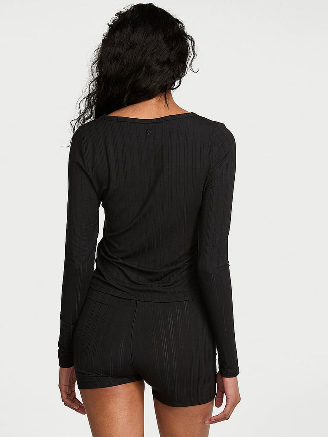 vs Victoria's Secret SoSoft&trade; Modal Ultra-Fine Long-Sleeve Henley Top Black 2 of 3 