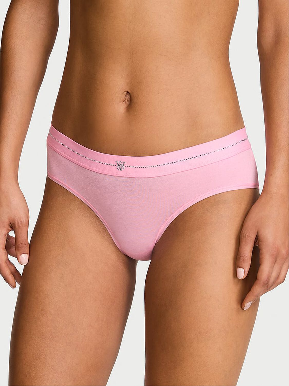 vs Cotton Shine Logo Cotton Hiphugger Panty Victoria Pink 1 of 3 