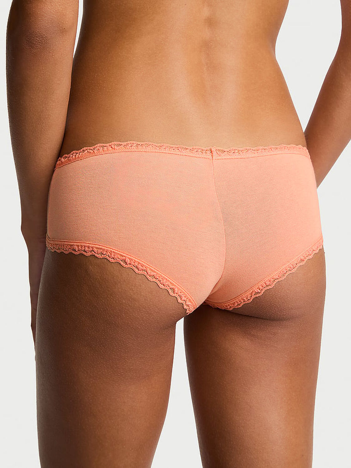 vs Lace Trim Cotton Lace-Waist Cheeky Panty Tropical Peach Watermelon 2 of 3 