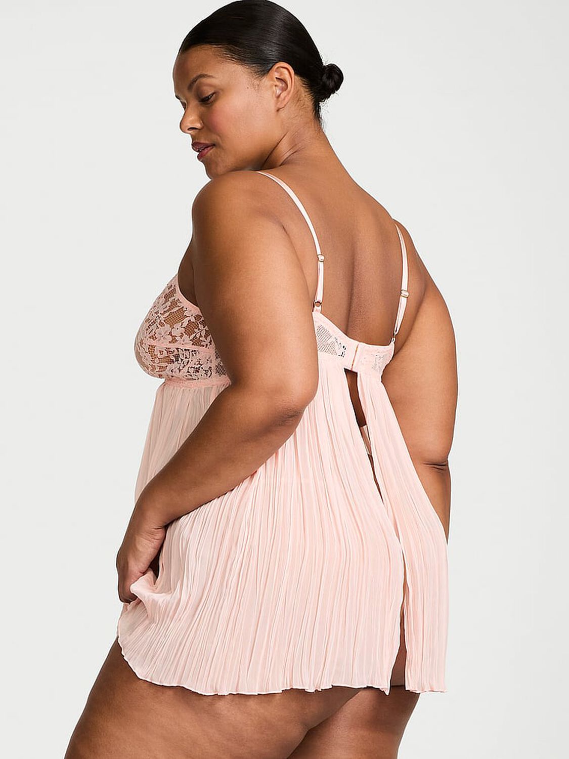 vs Dream Angels Dare to Dream Lace Pleated Babydoll Set Purest Pink 2 of 2 