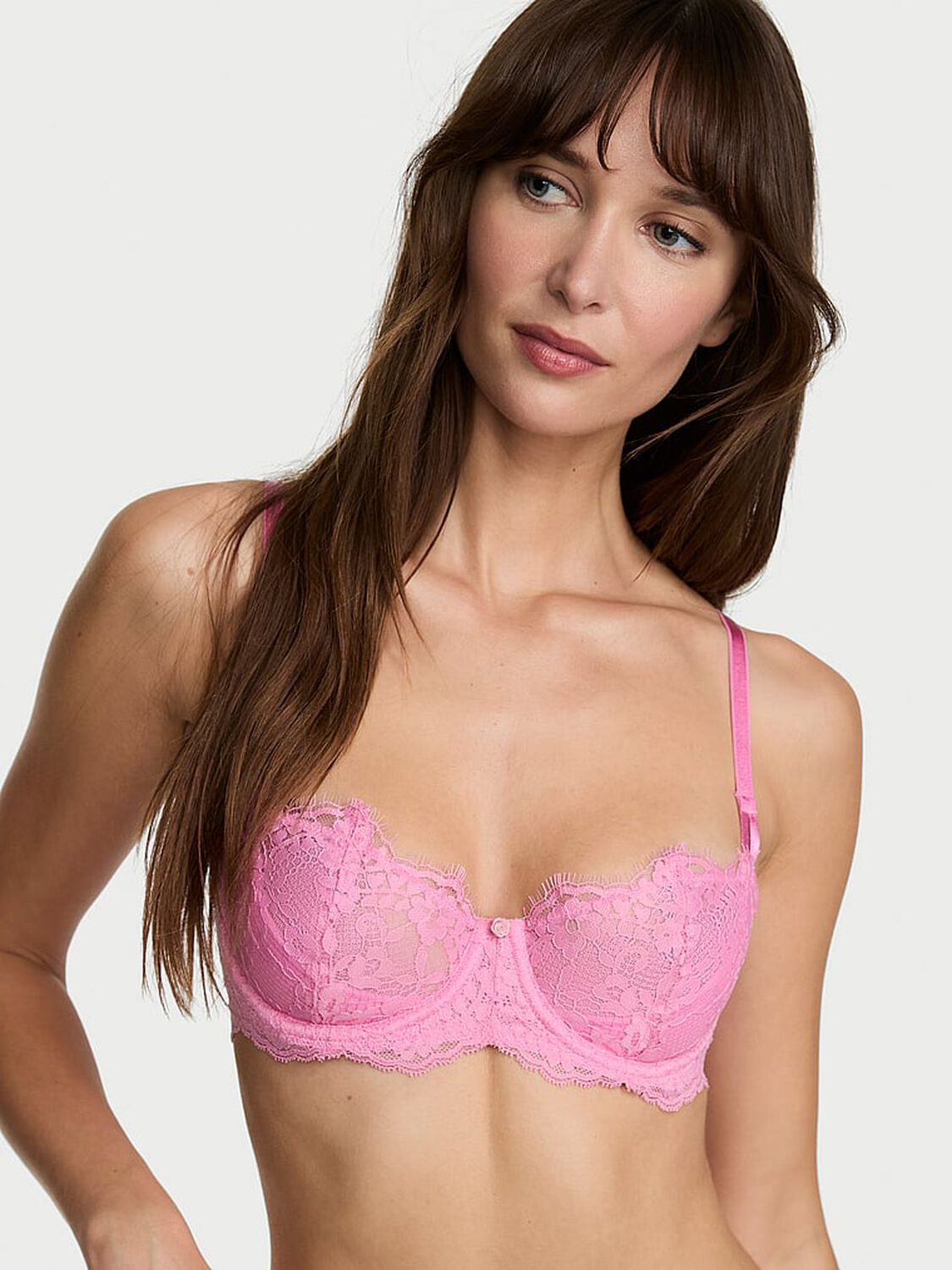 vs Dream Angels Wicked Unlined Lace Balconette Bra Pink Sugar 1 of 4 