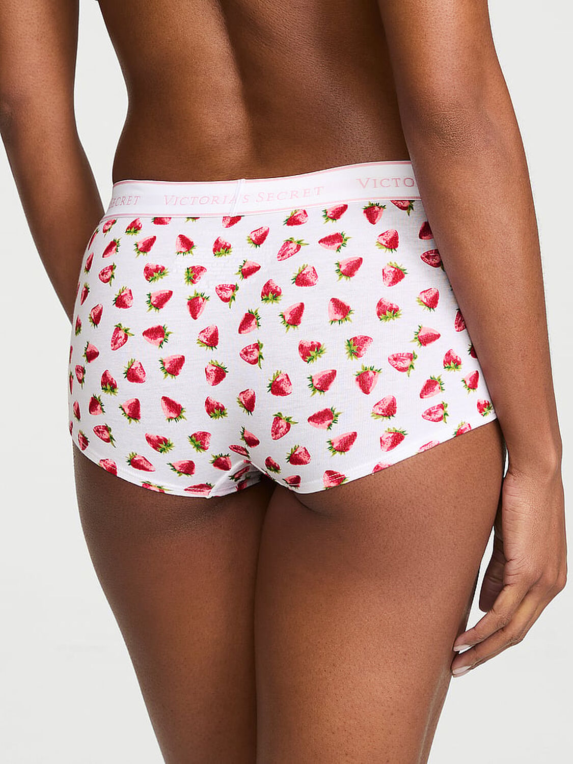 vs Cotton Logo Cotton Boyshort Panty White Strawberries 2 of 3 