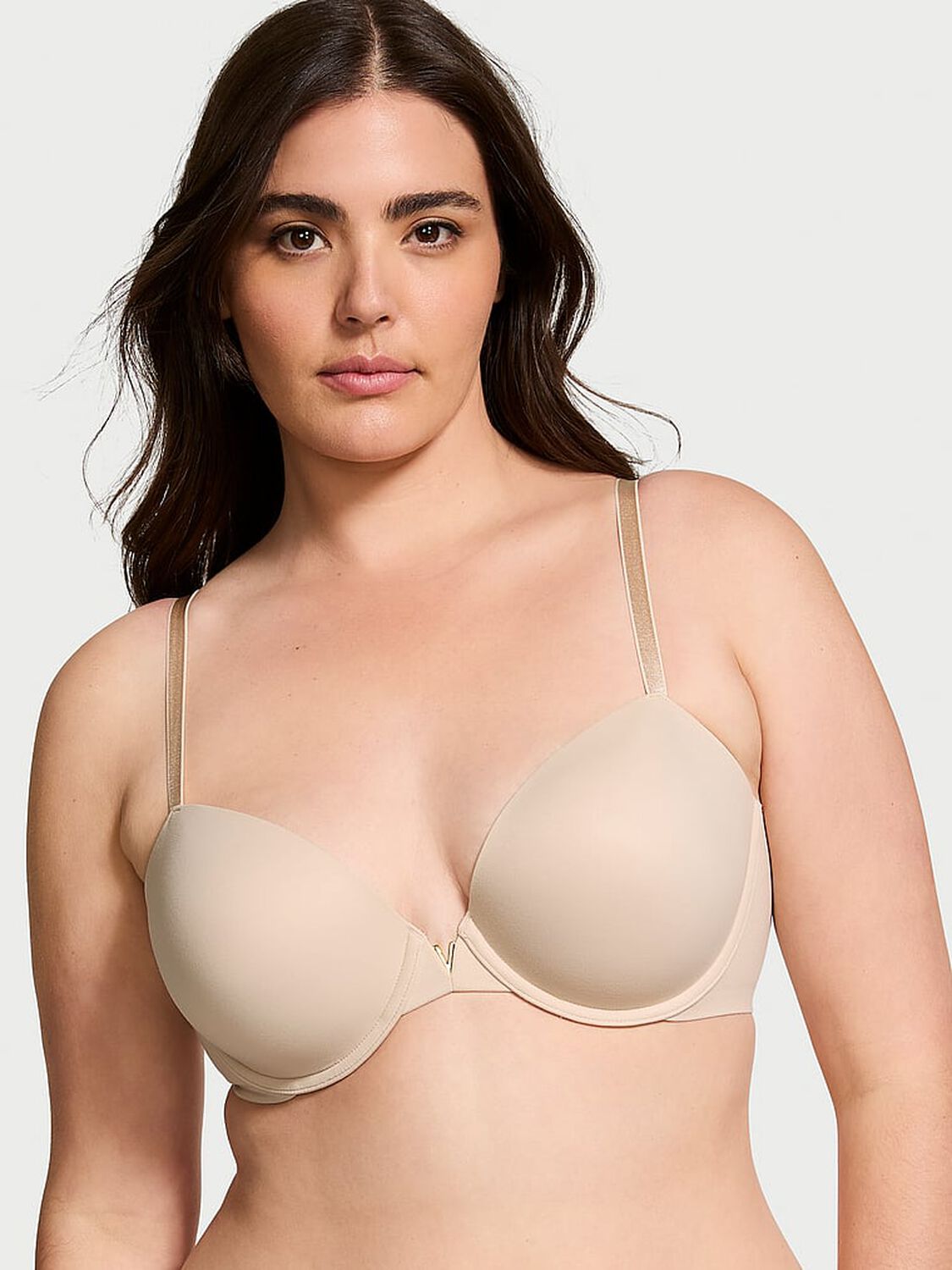 vs Love Cloud Smooth Lightly Lined Plunge Demi Bra Marzipan 1 of 5 
