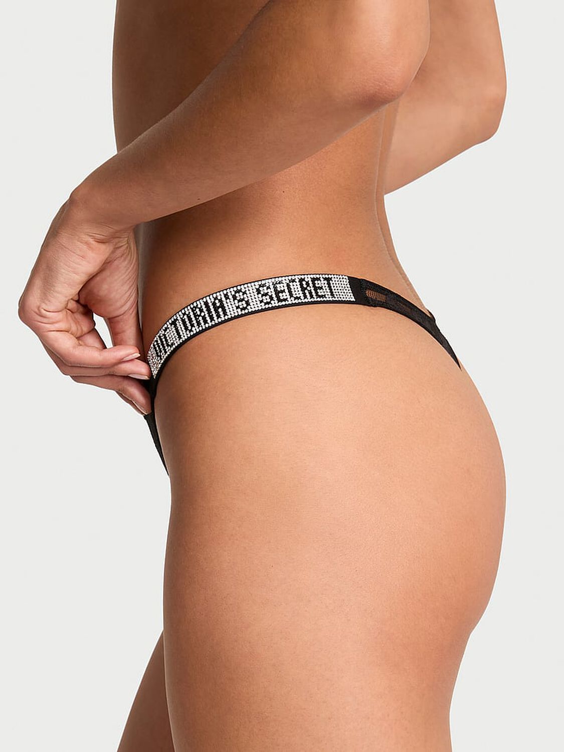 vs Very Sexy Shine Strap Lace Thong Panty Black 2 of 3 