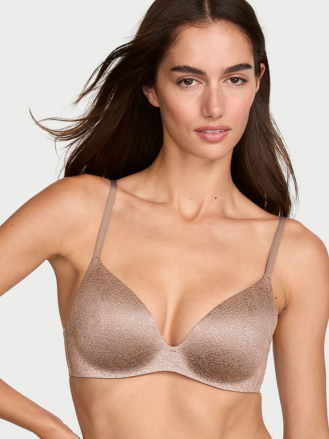 vs Body By Victoria FlexFactor Lightly Lined Plunge Demi Bra Iced Coffee 1 of 3 
