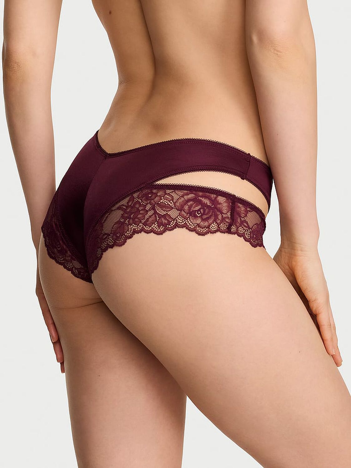 vs Very Sexy Rose Lace-Trim Cut-Out Cheeky Panty Rich Maroon 2 of 2 