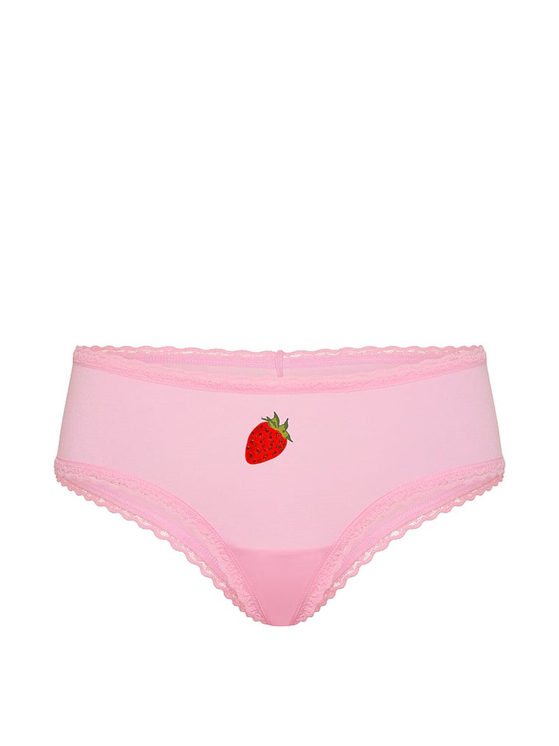 vs Lace Trim Cotton Lace-Waist Cheeky Panty Cupid Pink Strawberry 3 of 3 