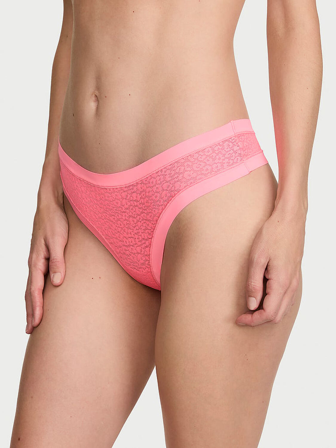 vs No-Show No-Show Leopard Lace Thong Panty 1 of 2 