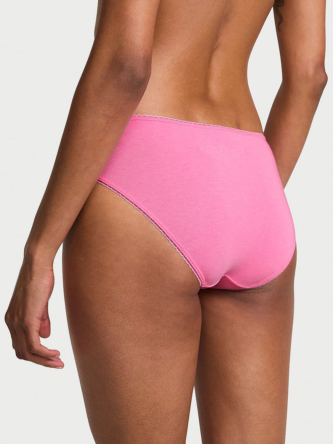 vs Victoria's Secret Cotton Lace-Trim Bikini Panty Sexy Little Pink 2 of 3 