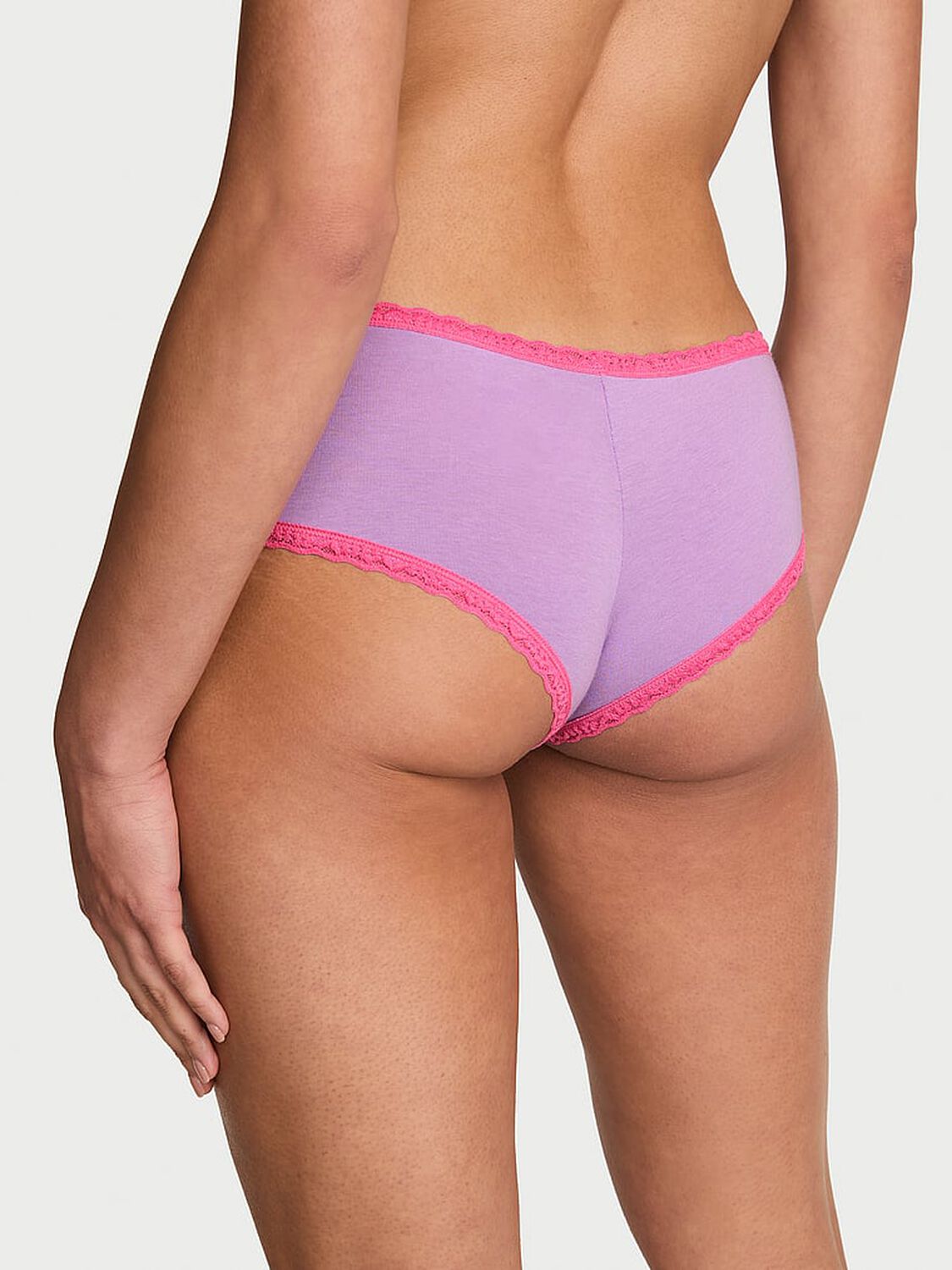vs Lace Trim Cotton Lace-Waist Cheeky Panty Candy Violet 2 of 2 