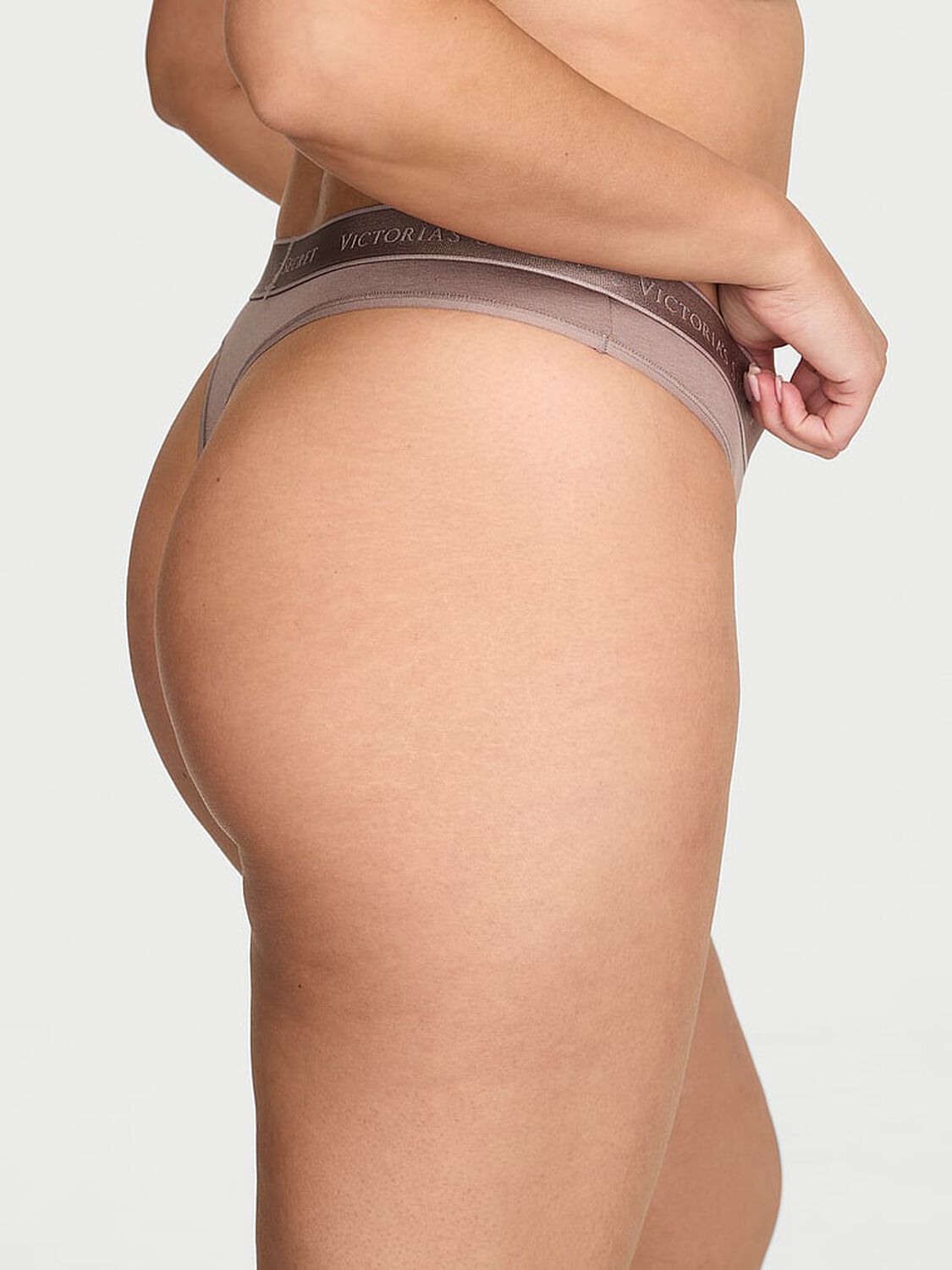 vs Cotton Logo Cotton Thong Panty Iced Coffee 2 of 2 