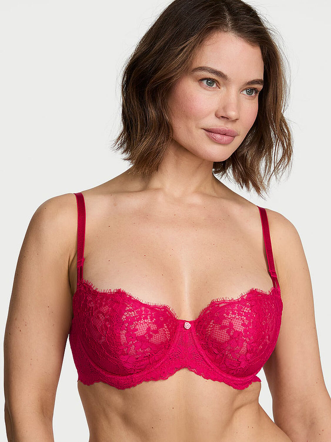 vs Dream Angels Wicked Unlined Lace Balconette Bra Vibrant Fuchsia 1 of 4 