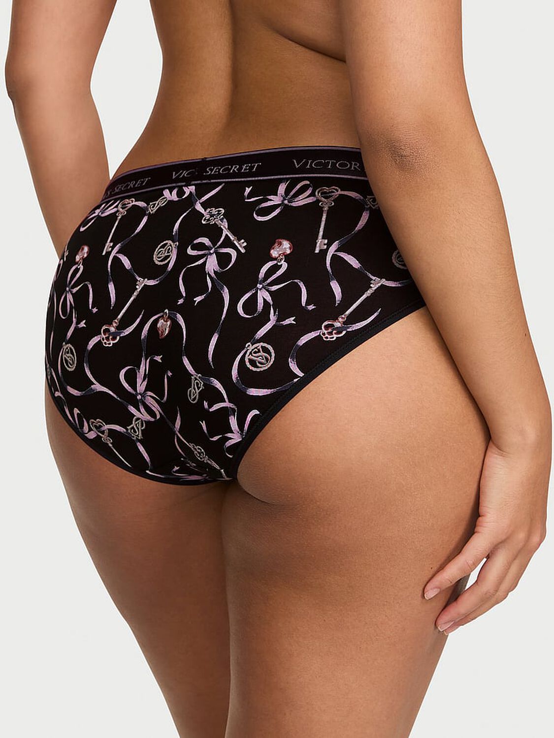 vs Cotton Logo Cotton Hiphugger Panty Black Ribbon & Key 2 of 2 
