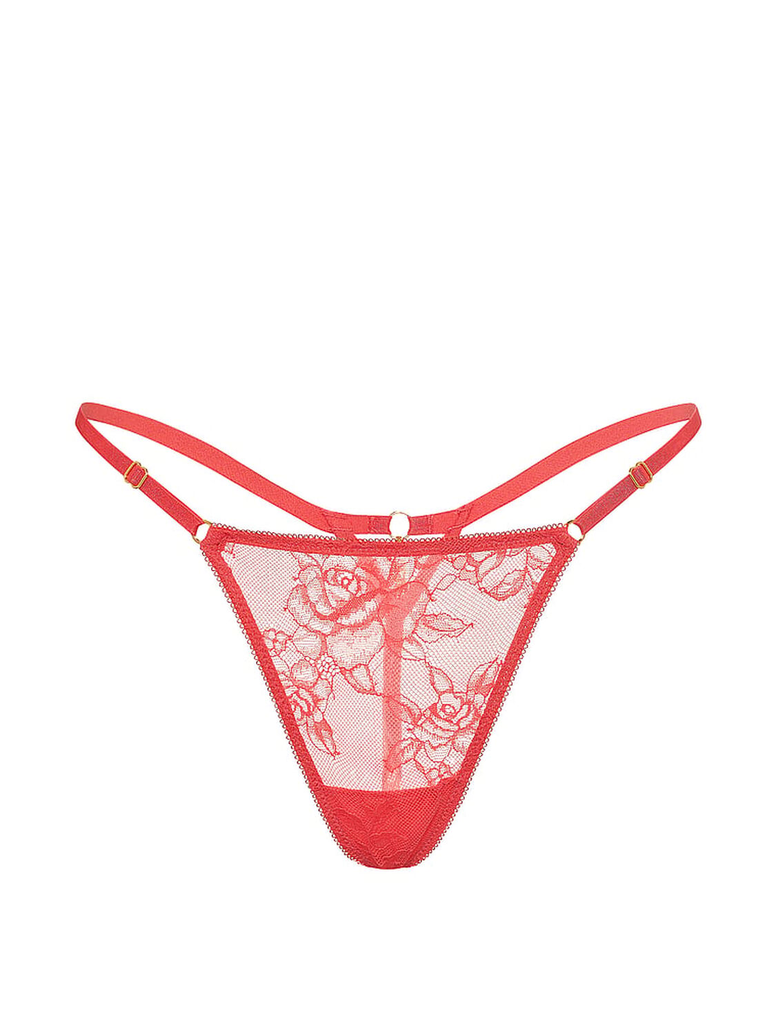 vs Very Sexy Rose Lace Adjustable Charm V-String Panty Hot Coral 3 of 3 