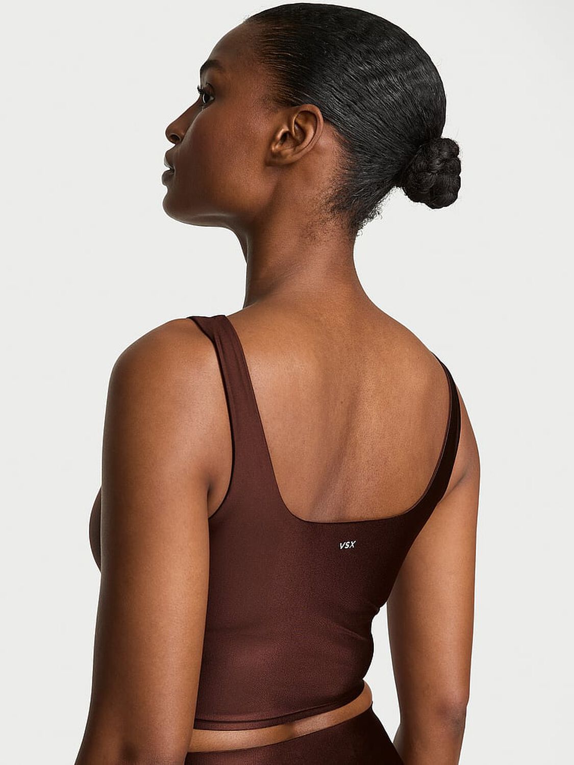 vs Vsx VSX GlossyTech&trade; Square-Neck Bra Top Ganache 2 of 3 