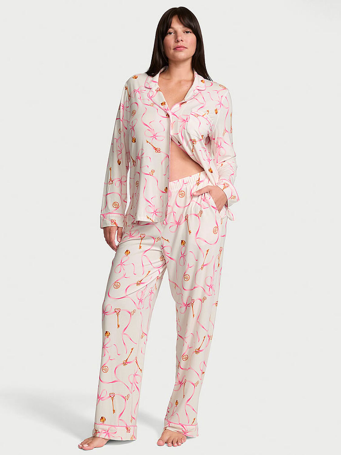 vs Victoria's Secret SoSoft&trade; Modal Long Pajama Set Bows And Keys 1 of 3 
