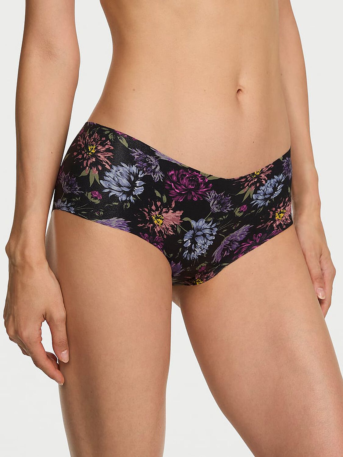 vs No-Show No-Show Cheeky Panty Black Ground Peonies 1 of 2 