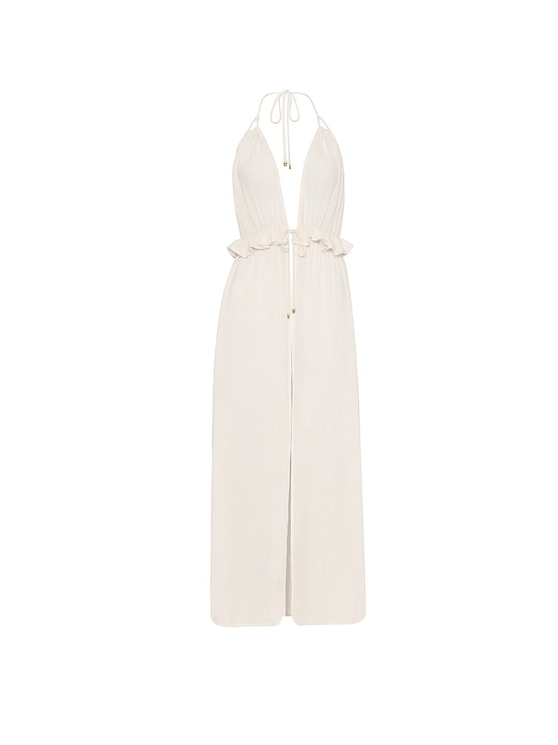vs Victoria's Secret Swim Beachwear Ruffle Tie-Front Maxi Dress Coconut White 3 of 3 
