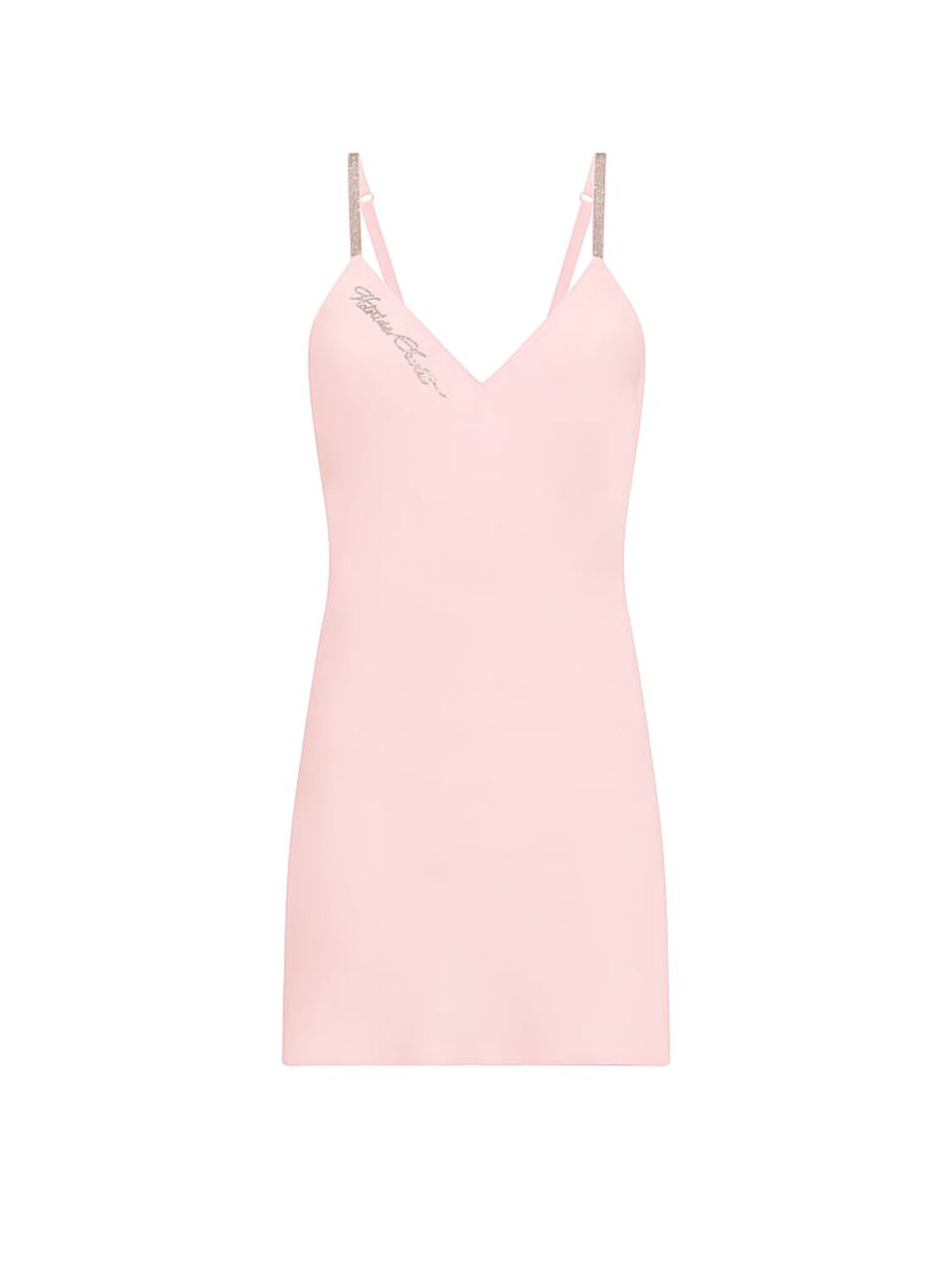 vs Very Sexy Shine Script Satin Mini Slip Dress Angel Pink 3 of 3 