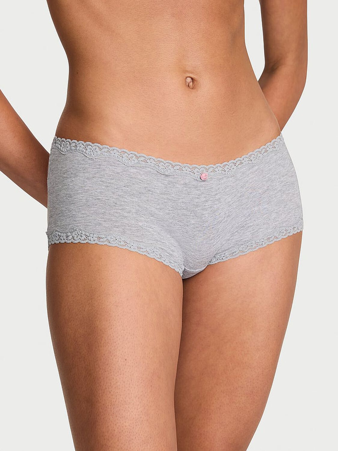 vs Lace Trim Cotton Lace-Trim Boyshort Panty 1 of 2 
