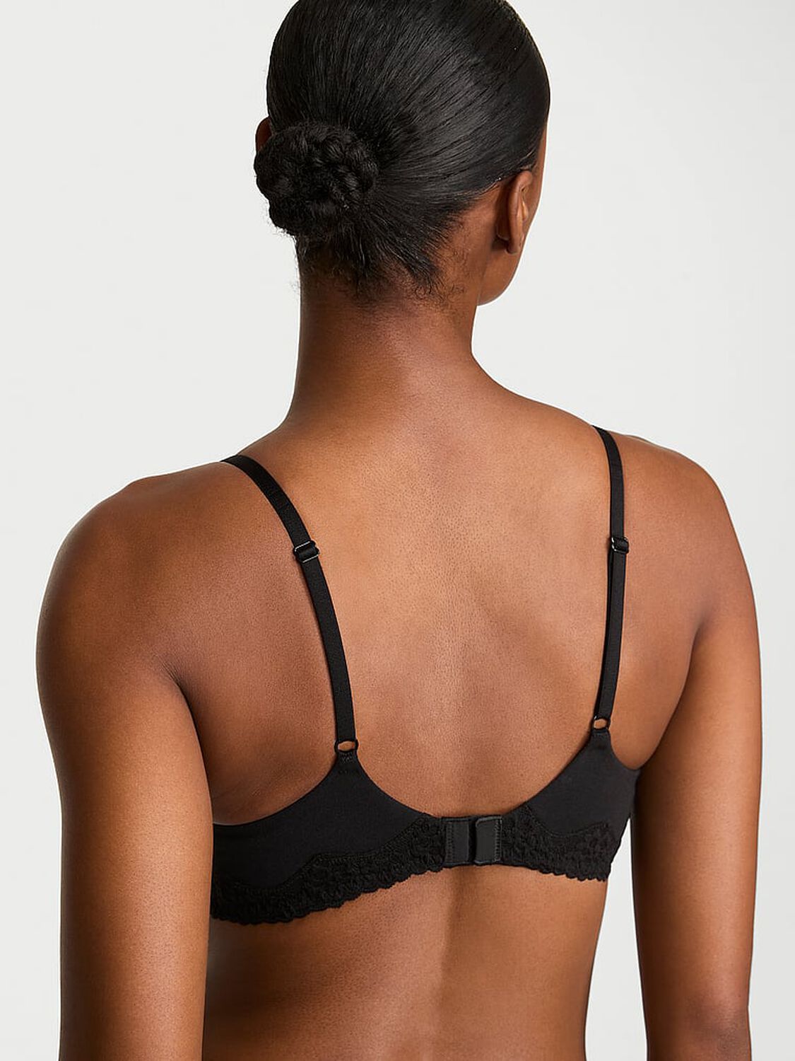 vs The T-Shirt Cotton Lace-Trim Lightly Lined Balconette Bra Black 2 of 3 