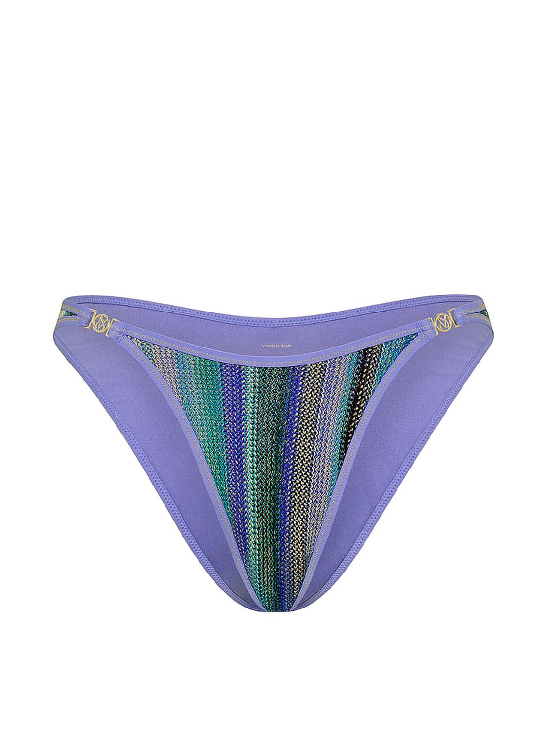 vs Victoria's Secret Swim Shimmer Stripe Knit Brazilian Bikini Bottom Periwinkle Shimmer Stripes 3 of 3 
