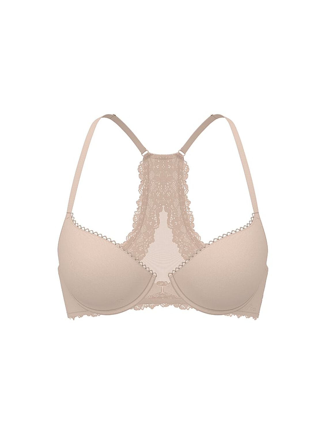 vs Body By Victoria Lightly Lined Lace Racerback Demi Bra Marzipan 3 of 3 