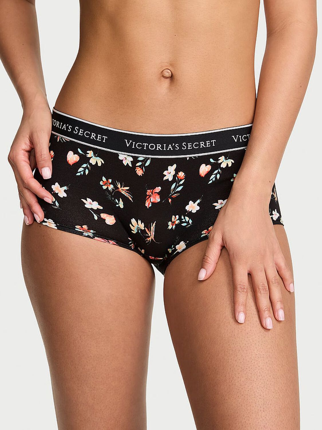 vs Cotton Logo Cotton Boyshort Panty Floral 1 of 2 