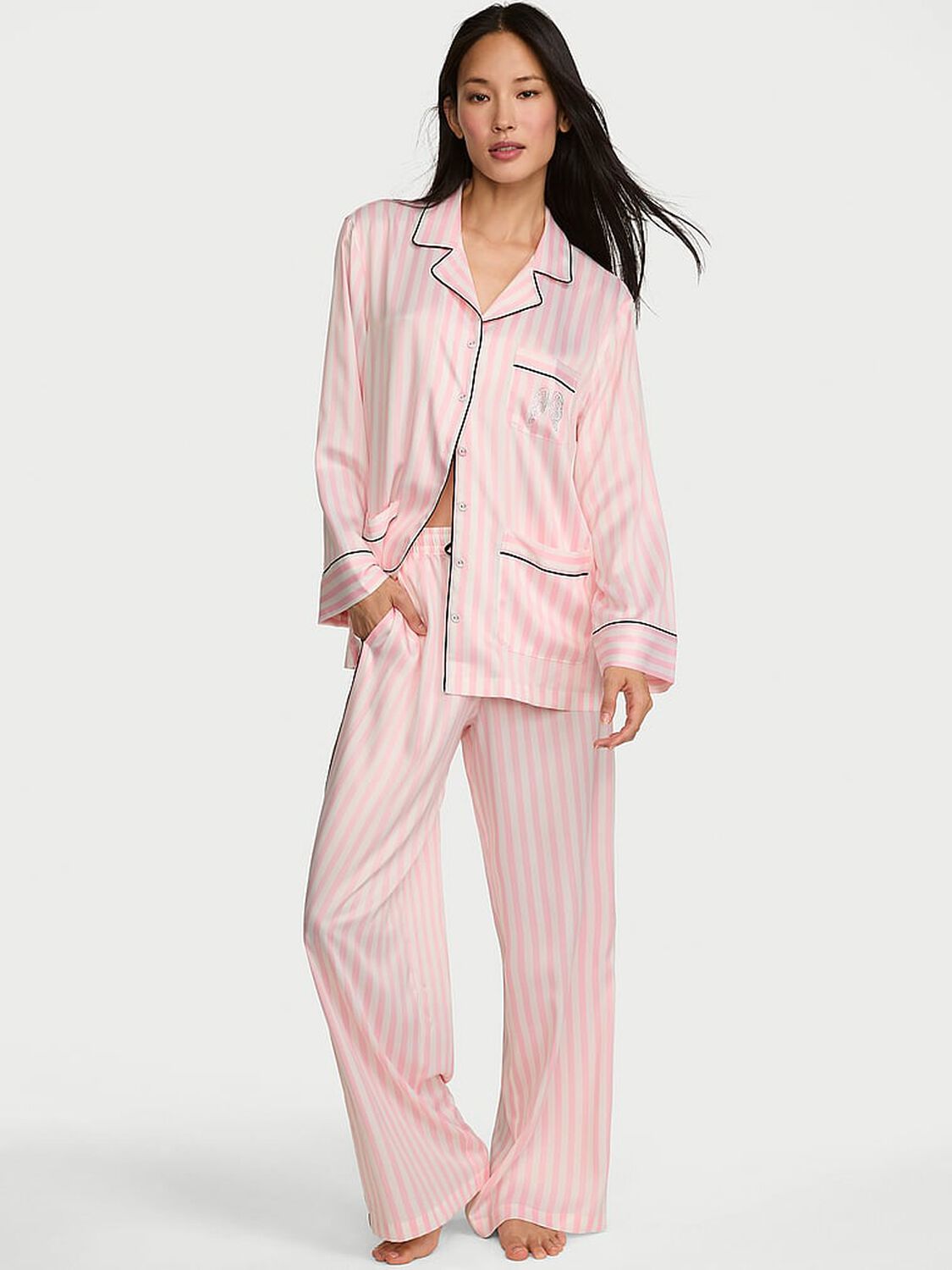 vs Victoria's Secret VSFS '26 Signature Satin Long Pajama Set Iconic Stripe 2 of 4 