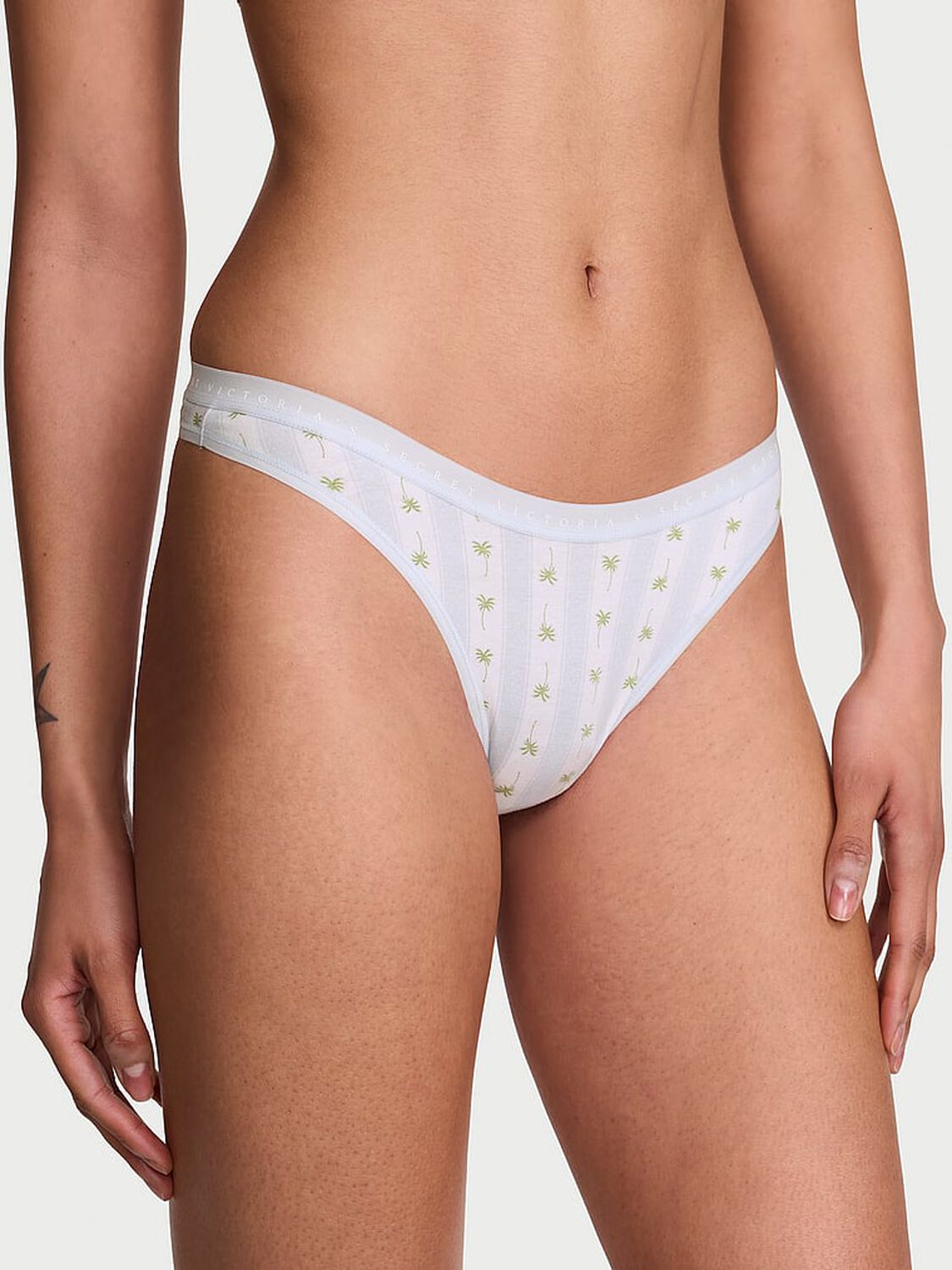 vs Victoria's Secret Stretch Cotton High-Leg Scoop Thong Panty Print 1 of 3 