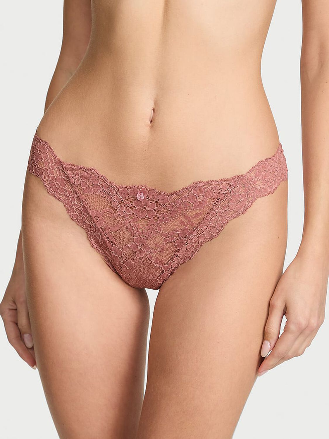 vs Dream Angels Lace Thong Panty Antique Rose 1 of 3 