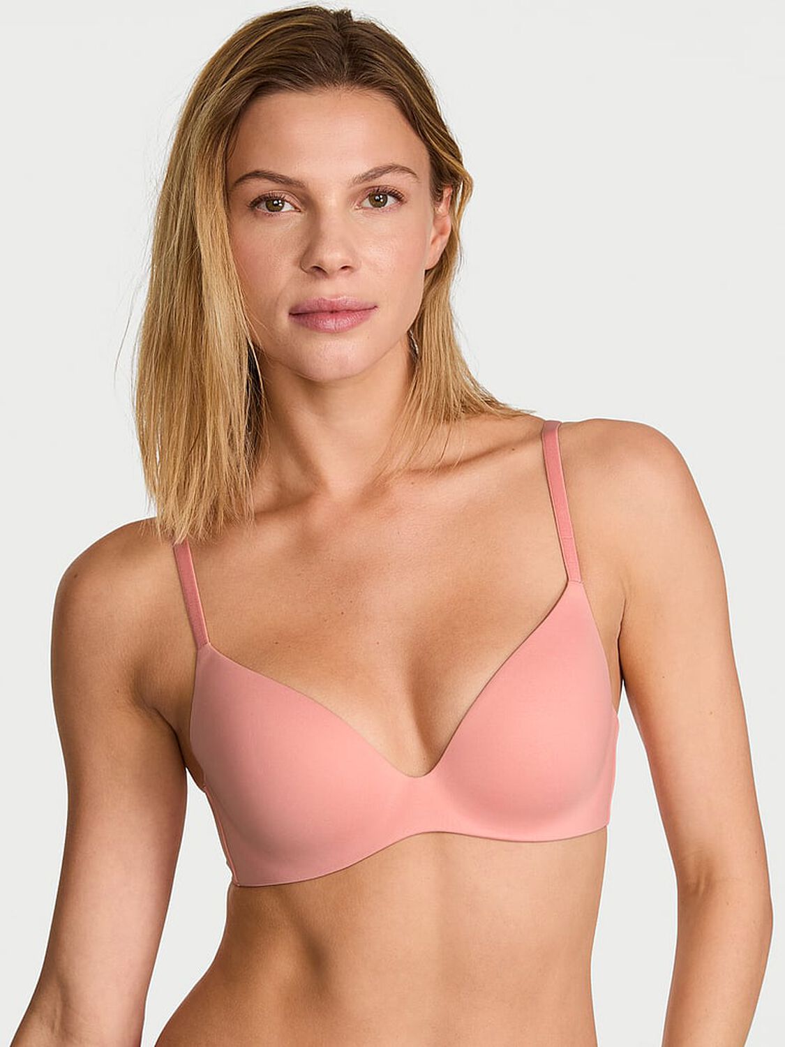 vs Body By Victoria FlexFactor Lightly Lined Plunge Demi Bra Blush Pink 1 of 3 