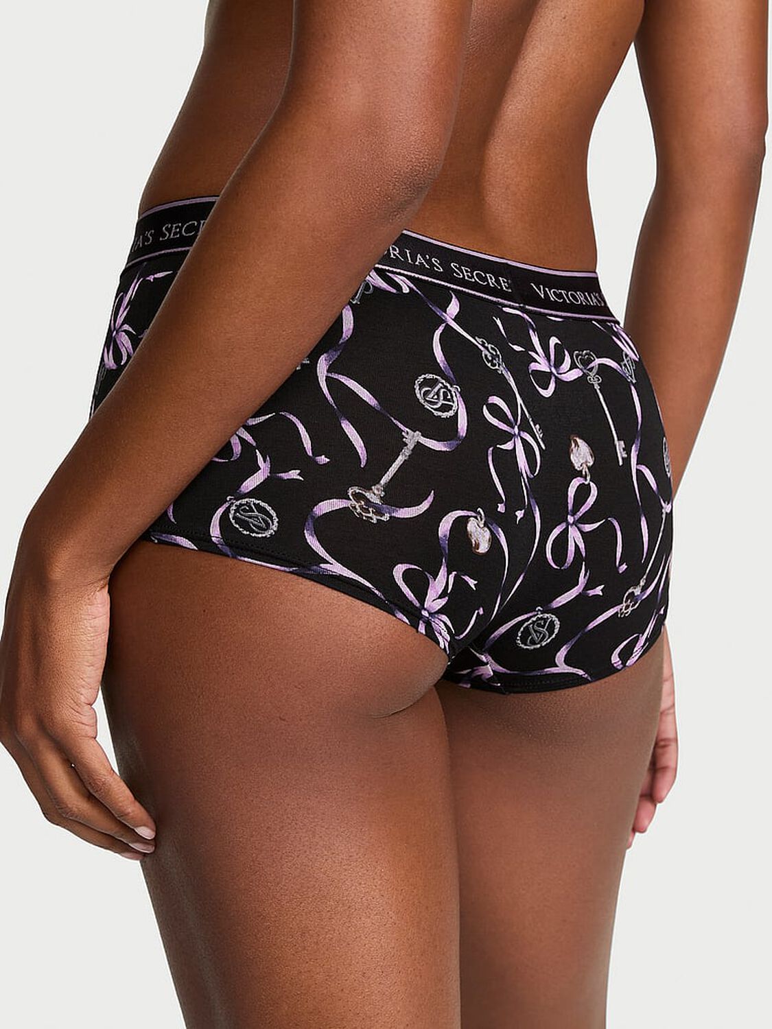 vs Cotton Logo Cotton Boyshort Panty Black Ribbons 2 of 3 