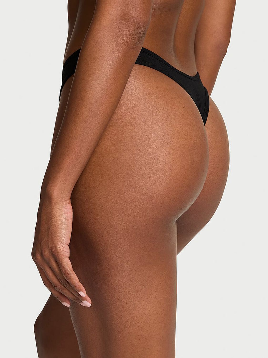 vs Victoria's Secret Ultra-Fine Modal High-Leg Scoop Thong Panty Black 2 of 3 