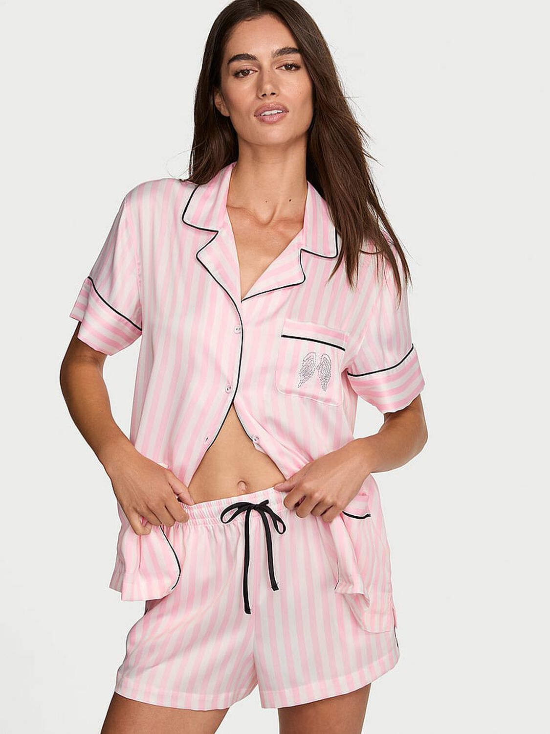 vs Victoria's Secret VSFS '26 Signature Satin Short Pajama Set Iconic Stripe 2 of 4 