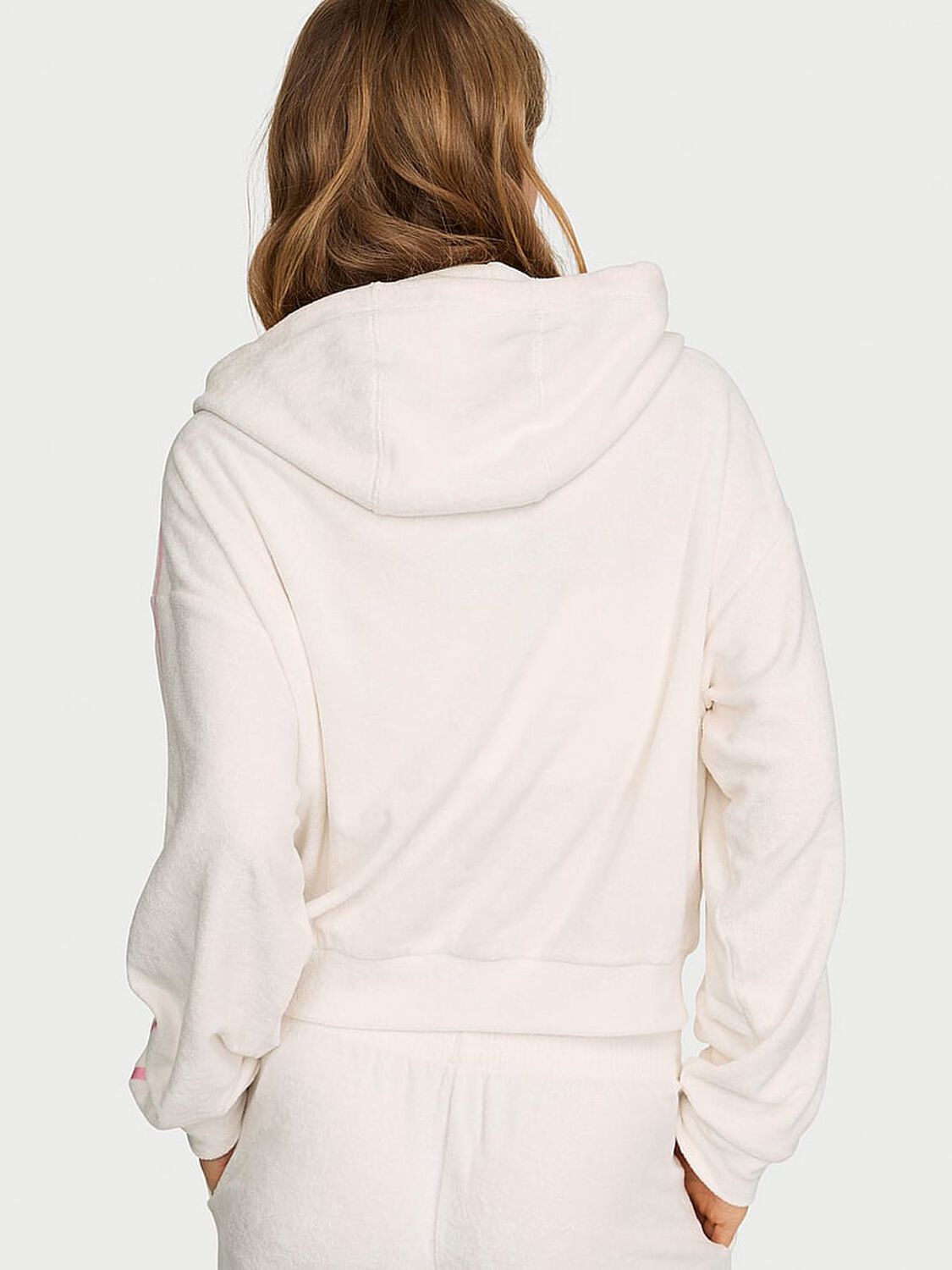 vs Angel Essentials Micro Terry Full-Zip Hoodie Coconut White 2 of 3 