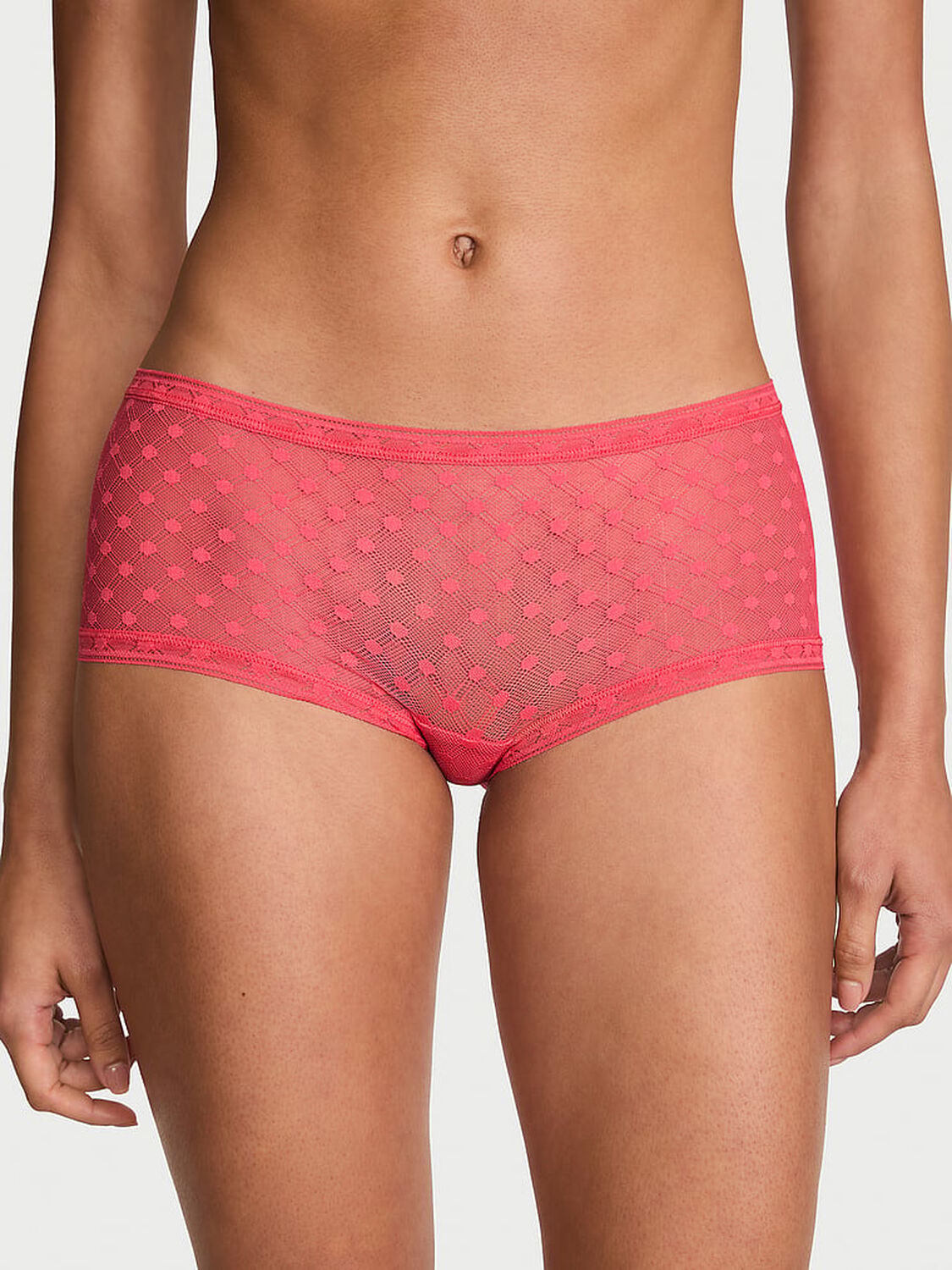 vs The Lacie Dot Geo Lace Low-Rise Boyshort Panty Wild Watermelon 1 of 3 